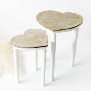 Set of Two Shabby Chic Heart Tables