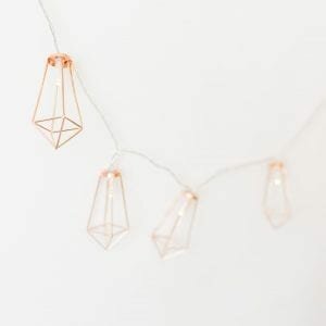 Battery Rose Gold Metal Lantern Fairy Lights, 10 Warm White LEDs