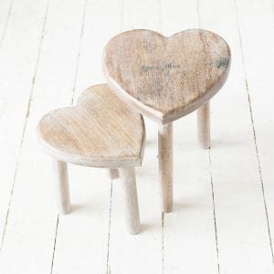 Mango Wood Heart Stools