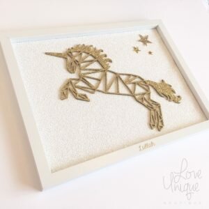 personalised glitter geo unicorn frame