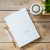 Star Sign White and Metallic Gold Lined Notebook
