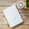 Star Sign White and Metallic Gold Lined Notebook