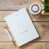 Star Sign White and Metallic Gold Lined Notebook