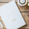 Star Sign White and Metallic Gold Lined Notebook