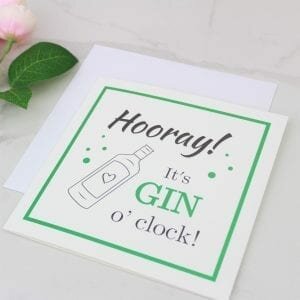 'Hooray! It's Gin O'clock' Foil Card