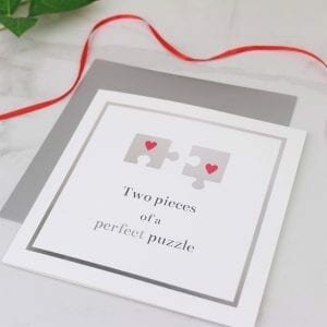 Two Pieces of a Perfect Puzzle Valentines Day Card