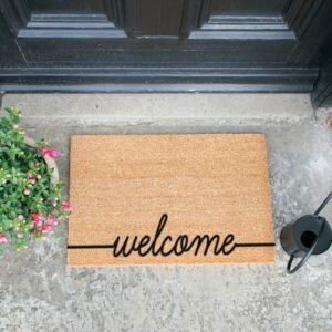 Black Welcome Scribble Door Mat