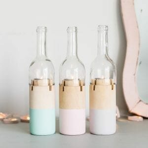 Pastel Wooden Bottle Tealight Holder Set