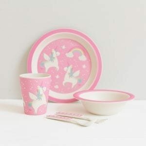 Rainbow Unicorn Bamboo Children's Tableware Set