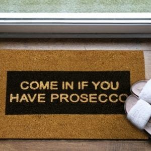 Come In If You Have Prosecco Glitter Door Mat