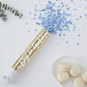 Large Gold Foiled Blue Baby Boy Gender Reveal Air Cannon