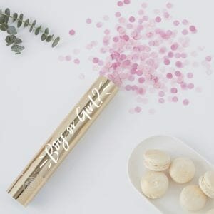 Large Gold Foiled Pink Baby Girl Gender Reveal Air Cannon