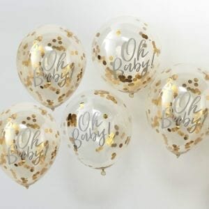 Gold Confetti Baby Shower Balloons