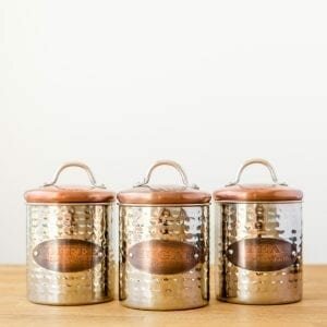Copper Lid Tea, Coffee & Sugar Canisters