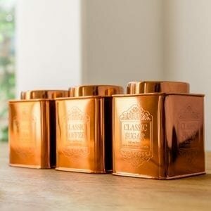 Copper Tea, Coffee & Sugar Tins
