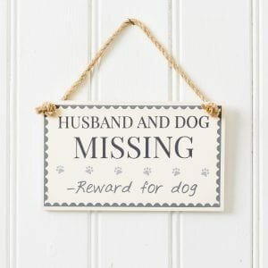 Husband & Dog Missing Reward Plaque