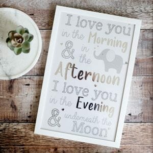 I Love You Underneath The Moon Elephant Framed Plaque