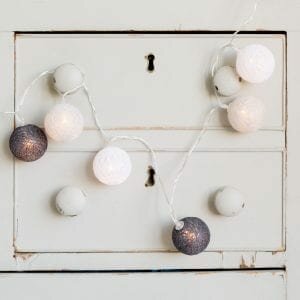 Grey & White LED Ball String Lights