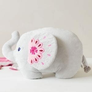 Pink & Grey Mandala Elephant Cushion