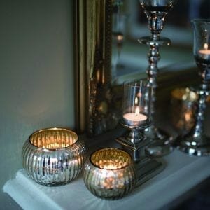 Antique Silver Globe Votive Assortment
