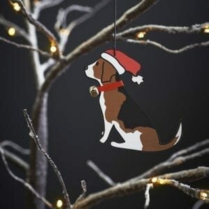 Beagle Dog Wooden Christmas Decoration