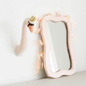 Dusky Rose Velveteen Swan Head Wall Decor