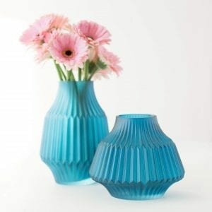 Matte Blue Stripes Vase Assortment