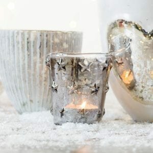 Small Grey Star Design Tealight Holder