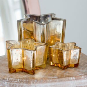 Gold Star Shaped Tea Light Holder Assortment