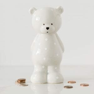 Grey Standing Teddy Money Box