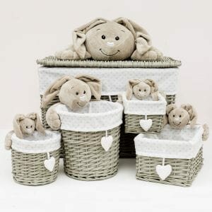 Set Of 5 Baby Rabbit Wicker Storage Baskets