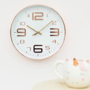 Large White Copper Embossed Clock