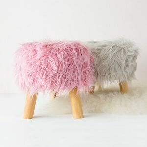 Grey Or Pink Fluffy Foot Stool