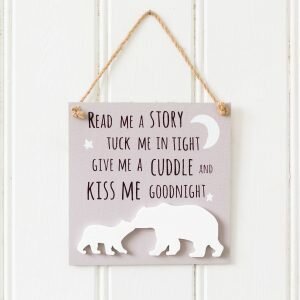 Kiss Me Goodnight Bear Wooden Plaque