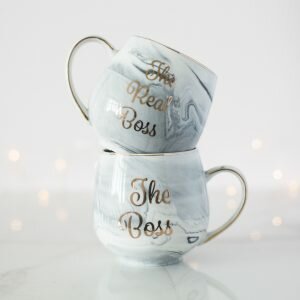 The Boss & The Real Boss Grey Marble Mug Set