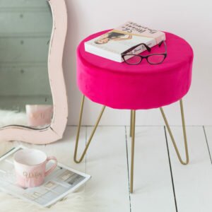 Hot Pink Stool With Gold Legs