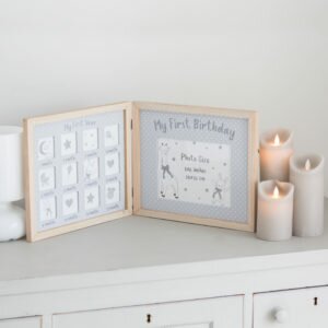 Dream Big Wooden & Grey Baby First Year Photo Frame