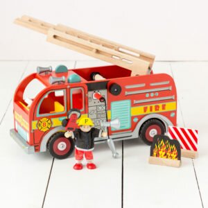 Bright Wooden Fire Engine Play Set