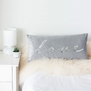 Grey Love Sequin Cushion