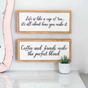 Ceramic & Wood Tea Or Coffee Framed Sign