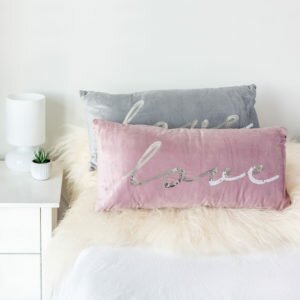 Dusky Pink Love Sequin Cushion