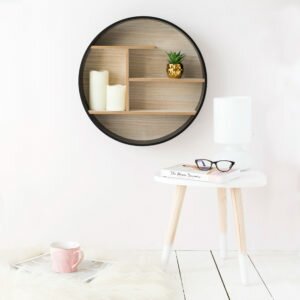 Round Black & Wooden Shelf Unit