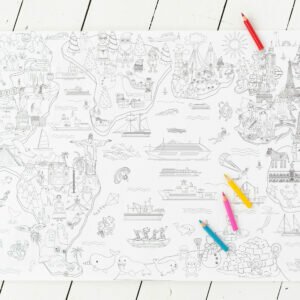 Large Giant Children World Globe Colouring Poster