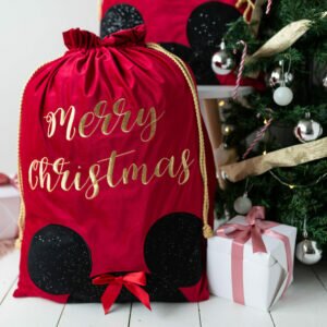 Luxury Disney Red Velvet Minnie Mouse Christmas Sack