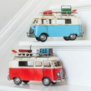 Vintage Red or Blue Metal Campervan Decoration